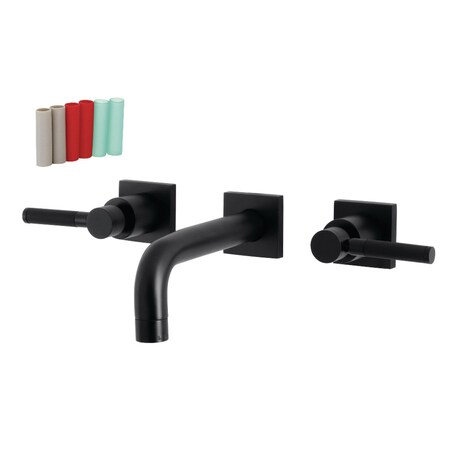 Kingston Brass KS6120DKL Two-Handle Wall Mount Bathroom Faucet, Matte Black KS6120DKL